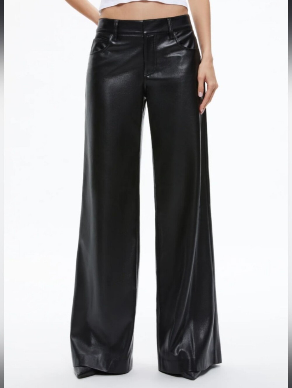 Alice + Olivia Trish Faux Leather Wide Leg Pants NWT